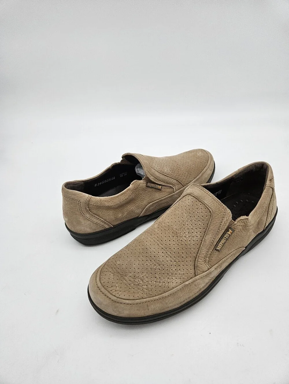Mephisto Adelio  Men Beige Nubuck Perforated Moc Toe Loafers 13 made in Portugal